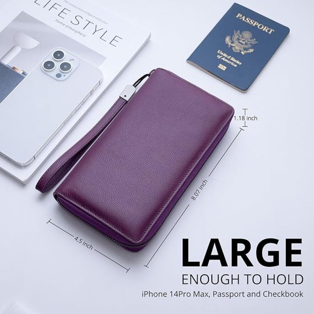 WOMENS LARGE 16 SLOT CARED WALLET IN PURPLE